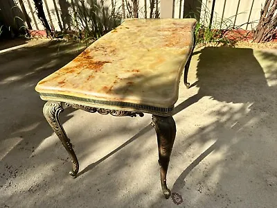 $400 • Buy Gorgeous Antique Marble Coffee Table With Brass Base