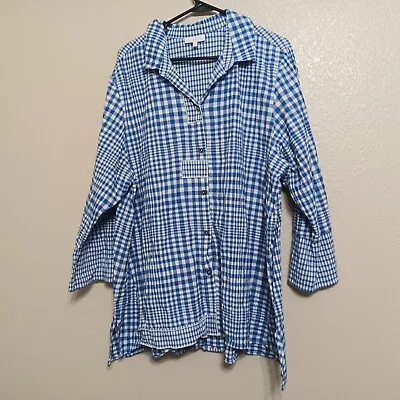 Habitat XXL Blue White Gingham Tunic Top • $28.95