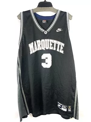 Dwyane Wade 3 Marquette 2003 NCAA Nike Uprising Jersey Black Stitched Size 4XL • $69.99