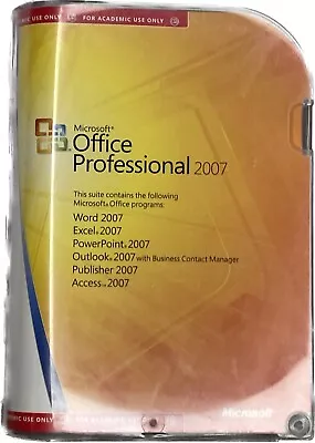 Microsoft Office Professional 2007 For Academic Use Only W/ Key GENUINE • $25