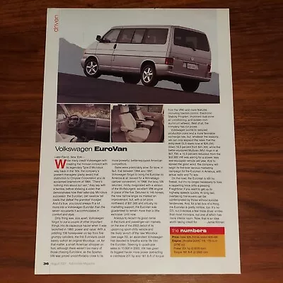 Volkswagen Eurovan Magazine Print Article Art Automobile Magazine Driven • $8.97