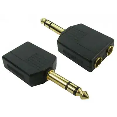 6.35mm 1/4 Jack Y Splitter Adapter 6.3mm Stereo Male To 2 X Female • £2.09