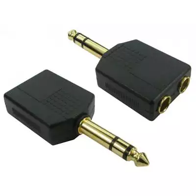 £2.49 • Buy 6.35mm 1/4 Jack Y Splitter Adapter 6.3mm Stereo Male To 2 X Female