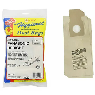 Bags Fits Panasonic Upright Vacuum Cleaners Dust Hoover Bags U-2e U20e U20ab X 5 • £5.99