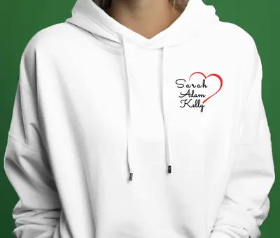 Heart Name Of Children/s Custom Name/s Hoodie Mother Day Wife Grandma Gift • £19.99