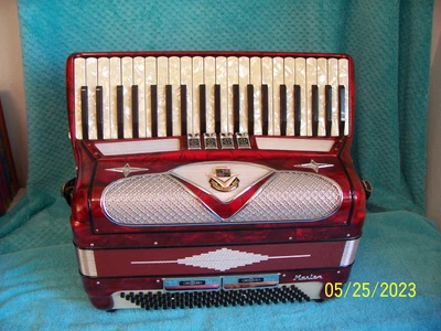 $795 • Buy Morbidoni Master  Red 120 Bass Accordion 2 / 4 Reeds Accordian  18   Keys V.Nice