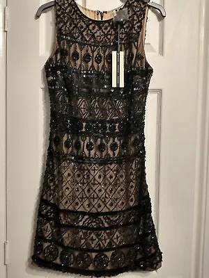 £69.99 • Buy Topshop Embellished Beaded Black And Nude Fitted Party Dress BNWT Size 10 8 