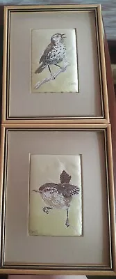 Vintage Set Of 2) J & J Cash Woven Wren & Mistlethrush 5 X  7.5 Inch Framed Pics • £43.43