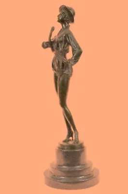 Bronze Art Deco Minstrel Musician W Banjo Figurine Marble Base Home Decor GIFT • $289