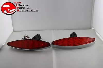 Custom Chrome Red Cat's Eye Tail Lamp LED Lights Hot Rat Street Rod Flush Mount • $100.70