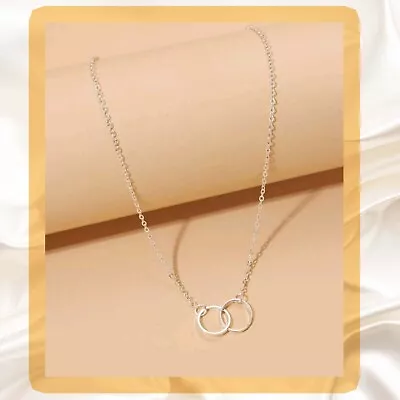 Double Circle Pendant Necklace Karma Love Necklace Friendship Infinity Lover • £3.99