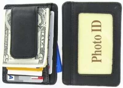 Mens Leather Magnetic Front Pocket Wallet Money Clip Slim ID Credit Card Holder • $10.99