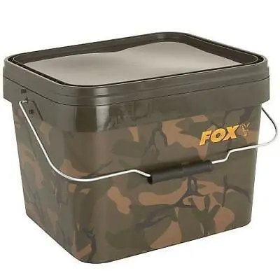 Fox Camo Square Bucket - 5l Litre NEW Carp Fishing Bait/Water Bucket - CBT005 • £8.99