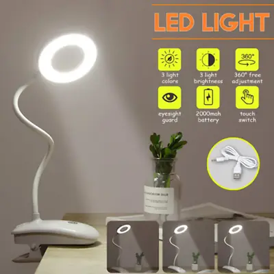 £9.59 • Buy LED USB Clip On Flexible Desk Lamp Dimmable Memory Bed Reading Table Study Light