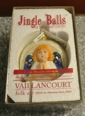$26 • Buy Vaillancourt JINGLE BALLS ANGEL IN WHITE Glass Christmas Ornament NWT