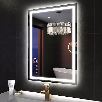 Modern 24x32in LED Bathroom Mirror Tempered Glass Anti-Fog Bluetooth Plug In • $137.99