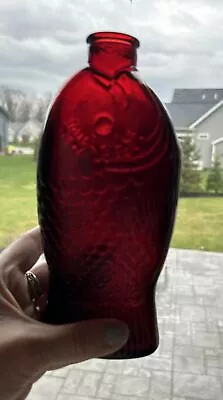 Wheaton Doctor Fisch's Bitters Fish Red Glass Bottle 7.5” Millville New Jersey • $29.99