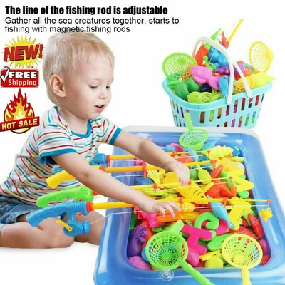 £9.49 • Buy 39pcs Magnetic Fishing Toy Fish Rod Net Set Playing Game Educational Kid Gift❤G