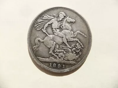 VICTORIA.  Silver  Crown 1891.  Not Polished. • $12.95