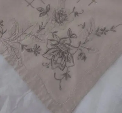 Vintage Madeira Linen Tablecloth Applique Roses Honeycomb Lace Ecru 50  • $39.59