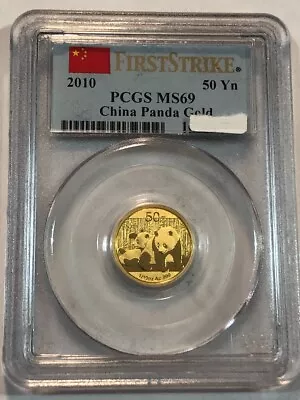 2010 China 50 Yuan GOLD PANDA 1/10 Ozt Gem BU Coin. PCGS MS69 First Strike #umu@ • $265