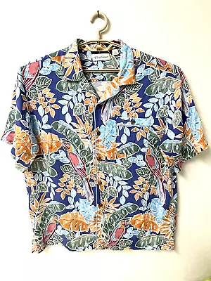 Vintage CARIBBEAN Hawaiian Shirt Mens 48x30 Multicolor PARROT Jungle Rayon NEW • $23.98