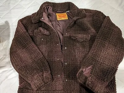 Levi's Cozy Vintage Relaxed Fit Sherpa Trucker Jacket Color Plaid Huckleberry • $50