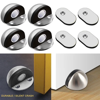 £6.90 • Buy Door Stopper 4 Pack Stainless Steel Brushed Self Adhesive Floor Mount Safety
