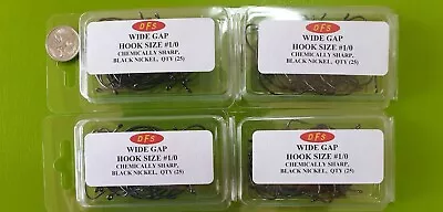 100 DFS 1/0 WIDE GAP Fishing Hooks Chemical Sharp • $13.90