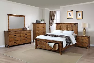 ON SALE - Farmhouse Bedroom Furniture - 5 Piece Storage Queen King Bed Set IA7Q • $1995.87