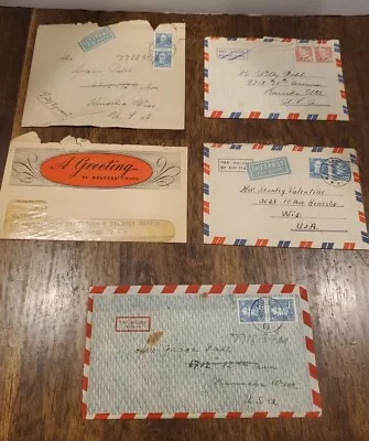 Vintage Air Mail & Western Union From Denmark 1940s Lot Of 5 Letters & Envelopes • $24.99