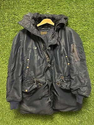 Rare Vintage 1950s USAF N-3A Heavy Snorkel Parka Jacket Hooded Navy Blue Small • $175