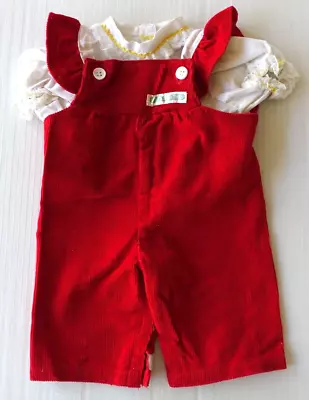 Vintage Cabbage Patch Kids Red Corduroy Overalls & Shirt Doll Outfit 2pc Coleco • $14.99