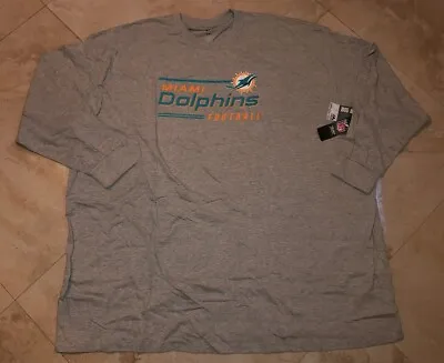 Miami Dolphins Two Hit Long Sleeve T-shirt 5XL Gray Dolphins Football Logo NFL • $26.99