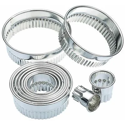 £15.50 • Buy Kitchen Craft 11 Fluted Round Biscuit,pastry  Cookie Cutters & Storage Tin 