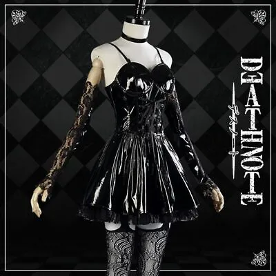 Misa Amane Cosplay Costume Black Strap Gothic Leather Halloween Dress • $35.33