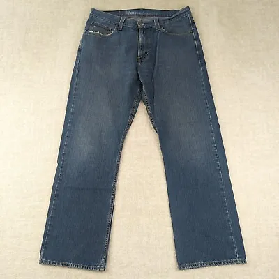 Tommy Hilfiger Relaxed Freedom Jeans Mens 34x30 Medium Wash Straight Whiskered • $14.41