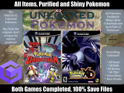 Unlocked Pokémon Colosseum XD Gale Of Darkness GameCube Memory Card Custom Saves • $17.99