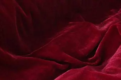 DARK RED Silk Velvet Solid Fabric 45” Clothing Drapery Dresses Yard • $41