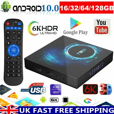 T95 Android 10.0 TV Box 4GB 128GB Quad Core HD 6K HDMI WIFI 5G Media Player UK • £39.95