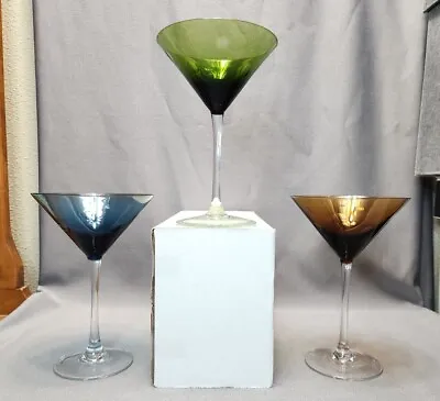 Polka Dot Cosmopolitan Martini Cocktail Glass Multicolor Set 3 Glasses Barware • $26.25