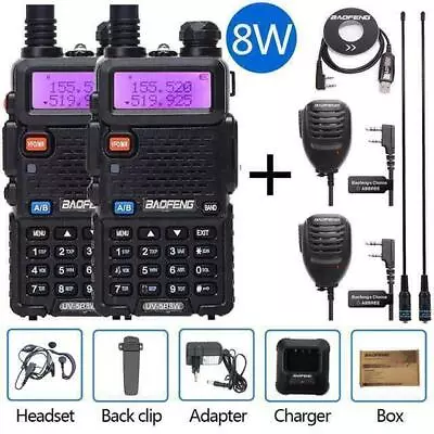 Baofeng Uv5r Two Way Radio Dual Band Ham Walkie Talkie 1/4/8w 3800mah Battery Us • $34.72