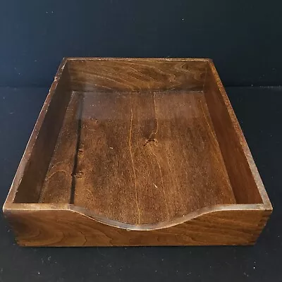 Vintage Dark Wood Office Desk Letter Size Paper Tray Dovetail In Out Box • $39.95