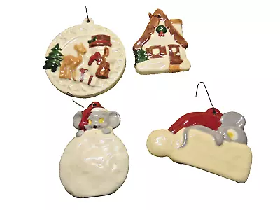 Vintage Mixed Set Of 4 Ceramic Christmas Ornaments  3   #E • $10