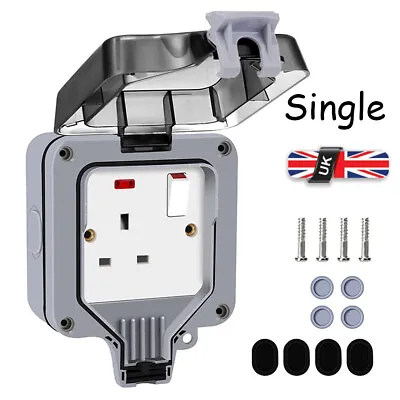 £11.90 • Buy Outdoor Socket Waterproof Double Socket Wall Electrical Outlets Switched Socket