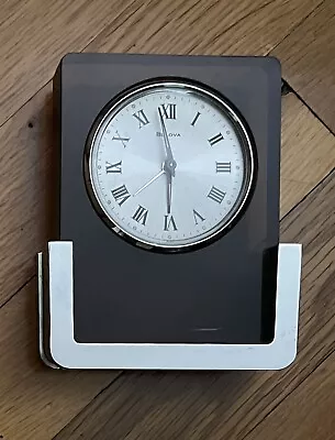 Vintage Bulova 2RA007 Wind Up Alarm Clock Acrylic Smoky Lucite Chrome - MINT! • $29.50