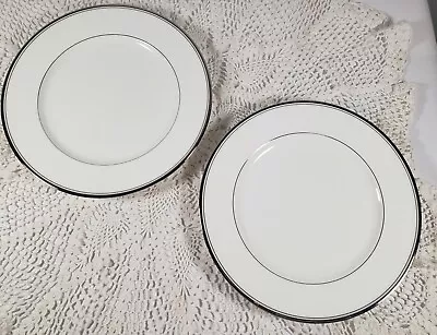 Lot 2 Mikasa 8.25  Salad Dessert Plate Gothic Platinum White Silver • $20
