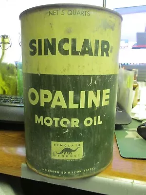 SINCLAIR 5 Quart OPALINE Motor Oil (Dino Dinosaur) Motor Oil Tin Can 9.5  Tall • $49.99