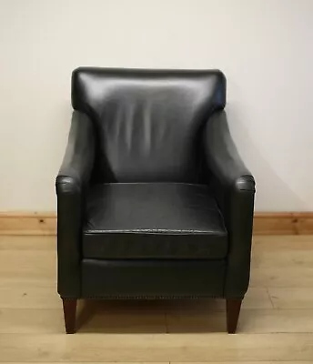 Laura Ashley Black Genuine Leather Rare Vintage Armchair / Chair • £449