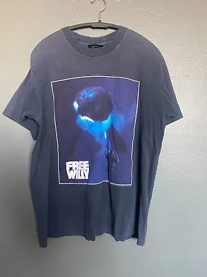 1993 Free Willy Movie Promo Black T-Shirt Single Stitch - W22.5 X L27  • $59